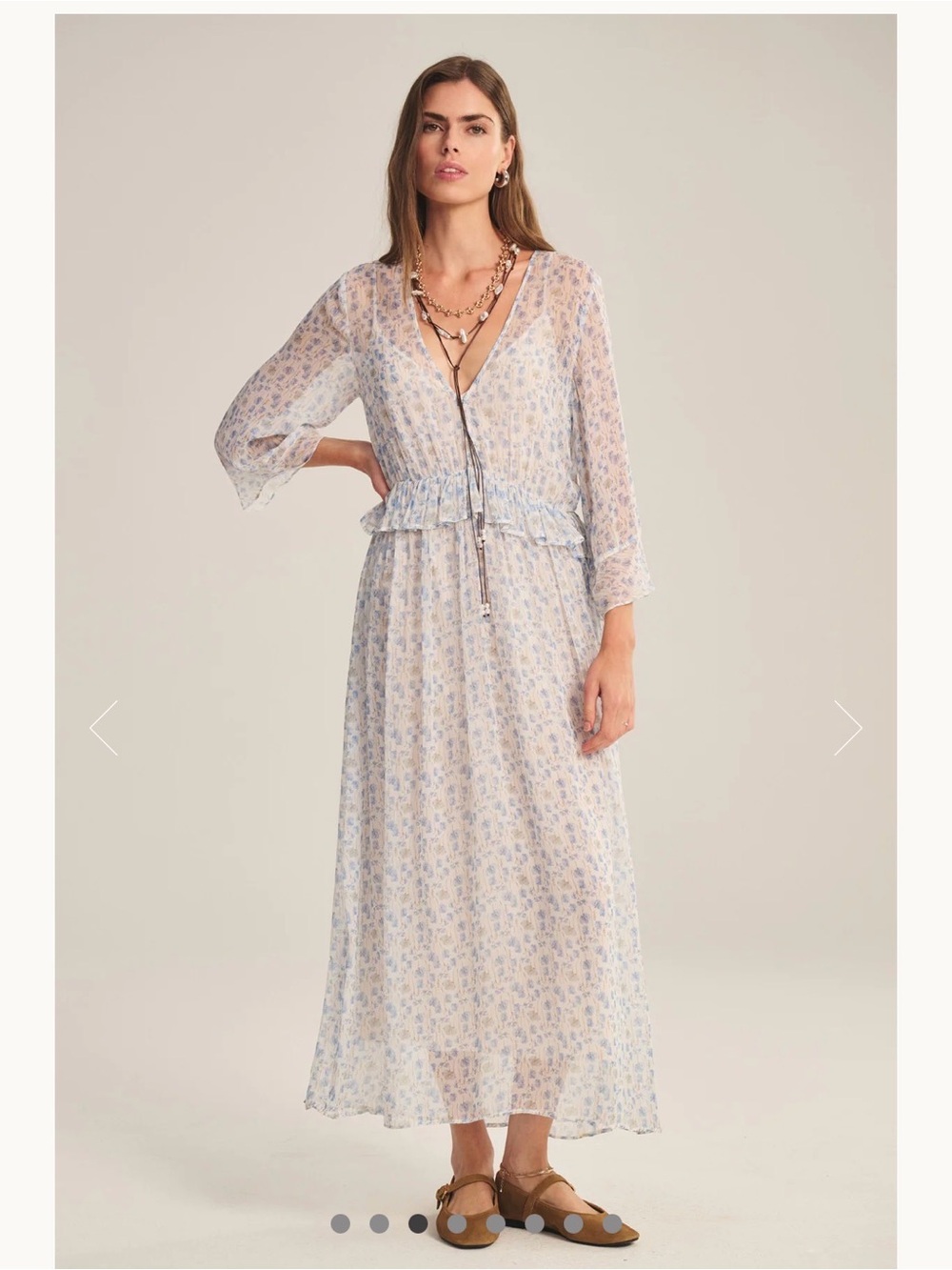 Velvet by Graham & Spencer Aerin Light Blue Floral Long Sleeve Maxi Dress